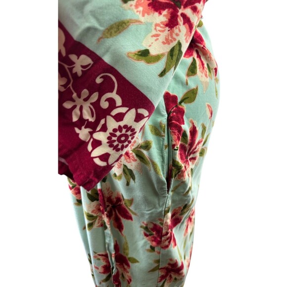 Soft Surroundings Floral Robe Kimono Sleeves Aqua Teal Belted USA Plus Size 2X - Picture 8 of 16